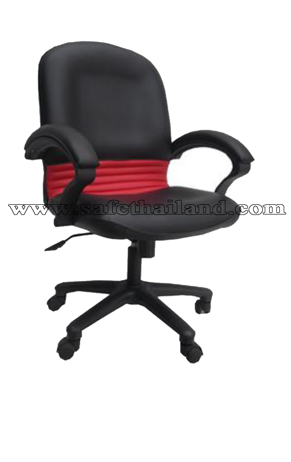 เก้าอี้สำนักงาน รุ่น PCN-811 A บุหนังคาดแดง ปรับระดับ โช๊คแก๊ส